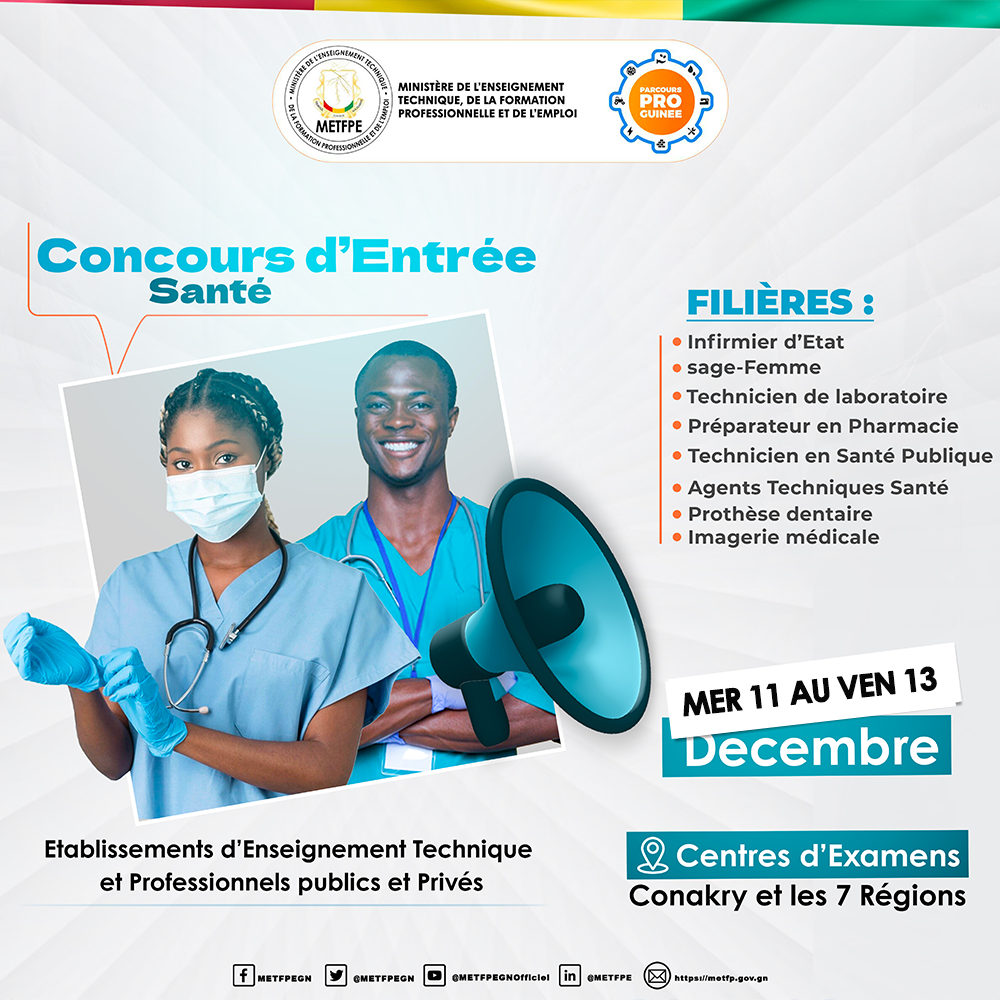 Lire la suite à propos de l’article COMMUNIQUÉ DE PRESSE : REPORT DES DATES DU CONCOURS D’ENTRÉE DANS LES ÉCOLES DE SANTÉ